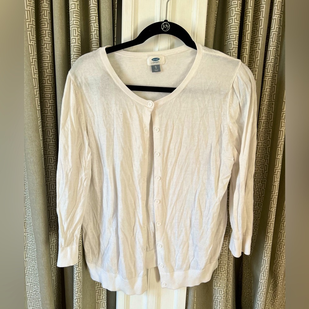 White button down cardigan